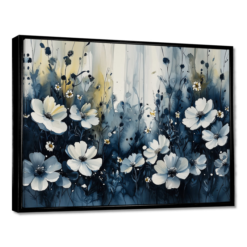 «Jaynes Midnight Violet Flowers In Fields II - Violets», art mural, Noir, H 12 po x l 20 po, Impression encadrée flottante