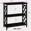 Console à 3 niveaux avec tablettes de rangement, bibliothèque ouverte avec pieds en bois massif pour le couloir, le salon et la chambre à coucher. Noir