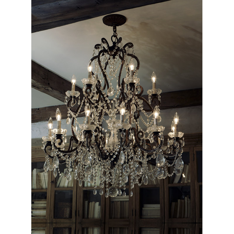 Adrianna 24 - Light Chandelier, Antique Silver Leaf