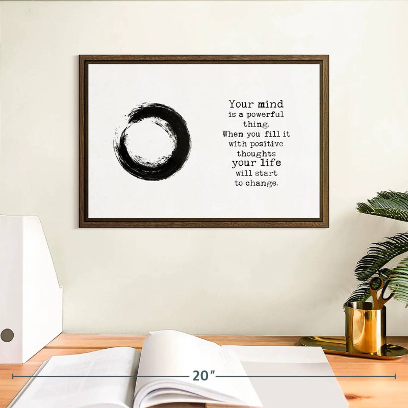 Zen Quotes II, 13 po x 9 po, Cadre flottant en noyer