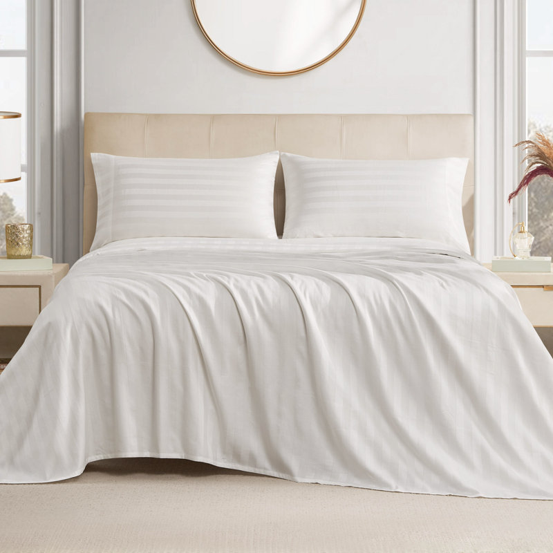The Sheet Lab Regal Dreams Sheet Sets, White, Full Sheet Set with 2 Pillowcases