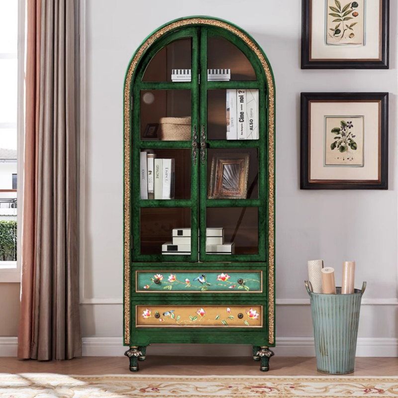American Style Light Luxury Display Cabinet, Green