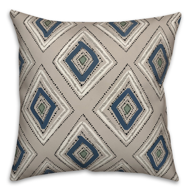 Housse de coussin carrée à losanges d’extérieur, Crème