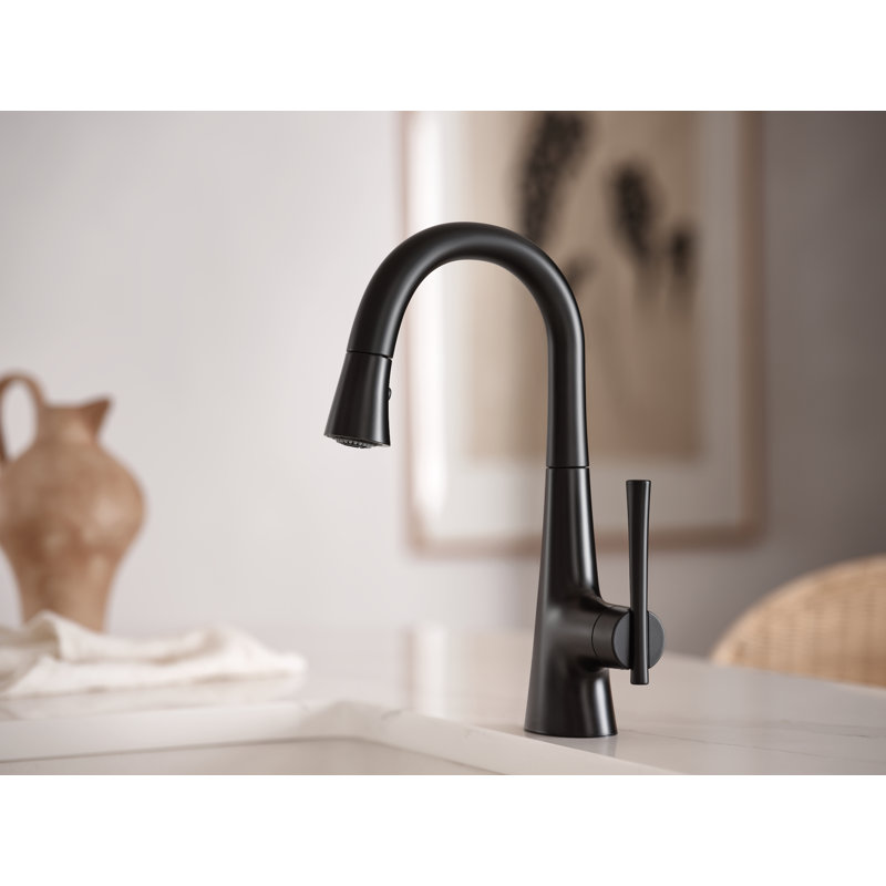 Robinet de cuisine à poignée simple avec accessoires Kurv, Noir mat