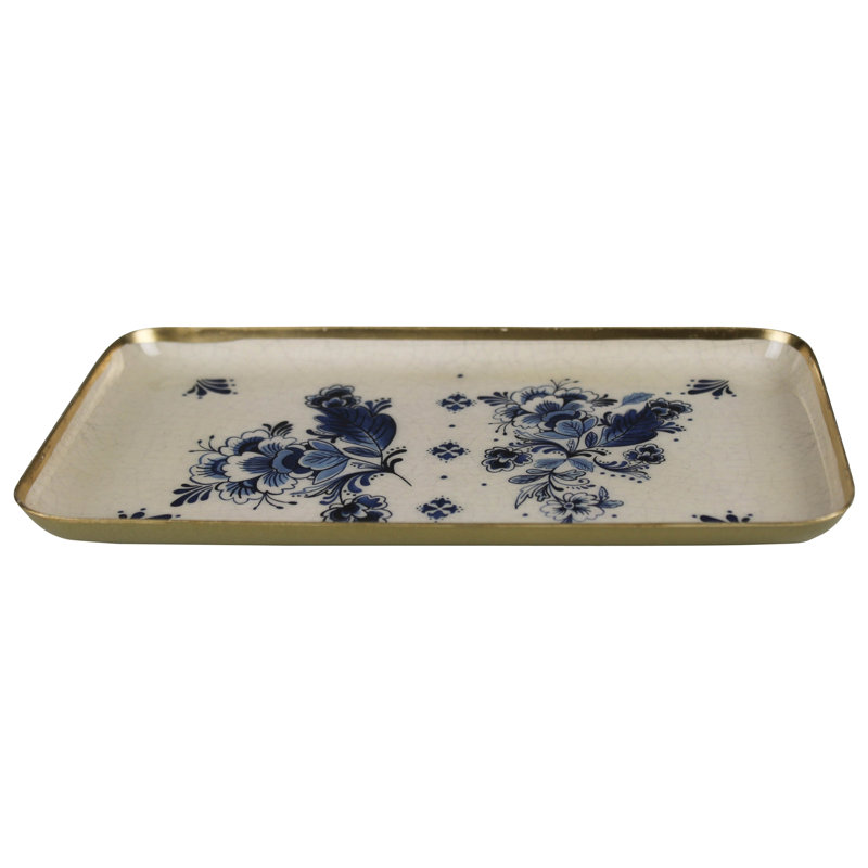Plateau - bleu de Delft, rect. Moyen, H 8,25 po x l 0,75 po x P 4,75 po, Bleu, Rectangulaire
