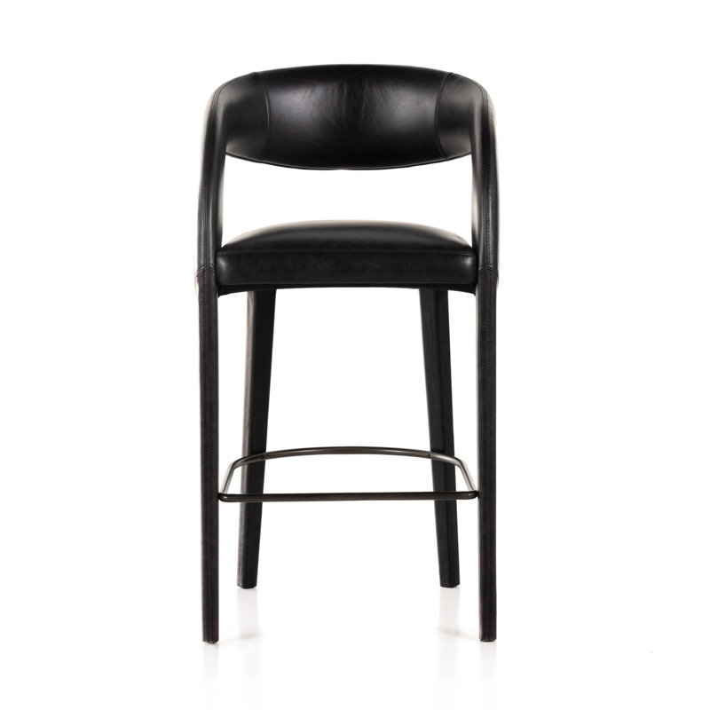 Hawkins Stool, Bar Stool (30.51" Seat Height), Sonoma Black/Genuine Leather