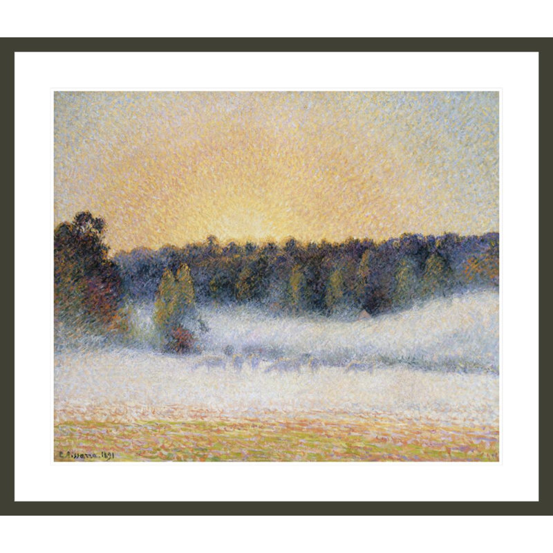 «Sunset and Fog Eragny» par Camille Pissarro, impression giclée sur cadre, H 33,5 po x l 38,76 po