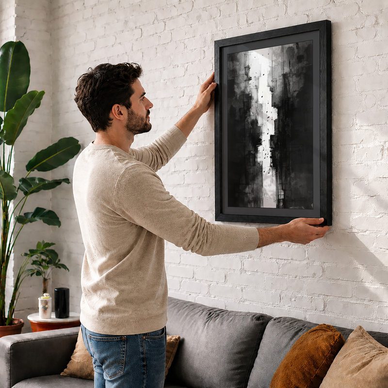 Urban Passage Abstract - Framed Print, A2 - 59.4 x 42.0 cm, Black