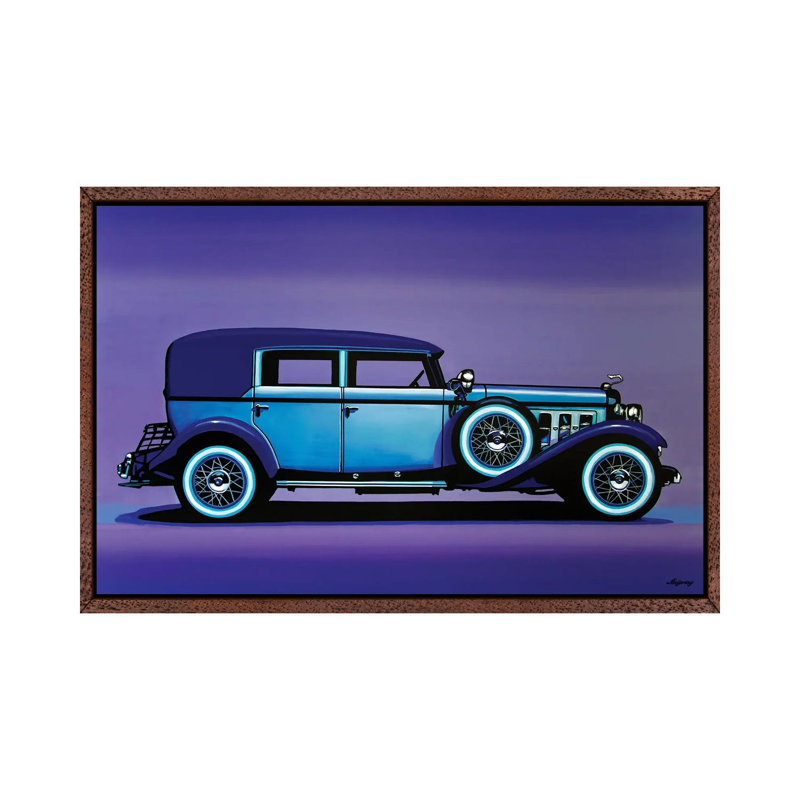 Cadillac V16 1930 by Paul Meijering - Painting on Canvas, Brown Floater Frame, 101.6 cm H x 66.04 cm W