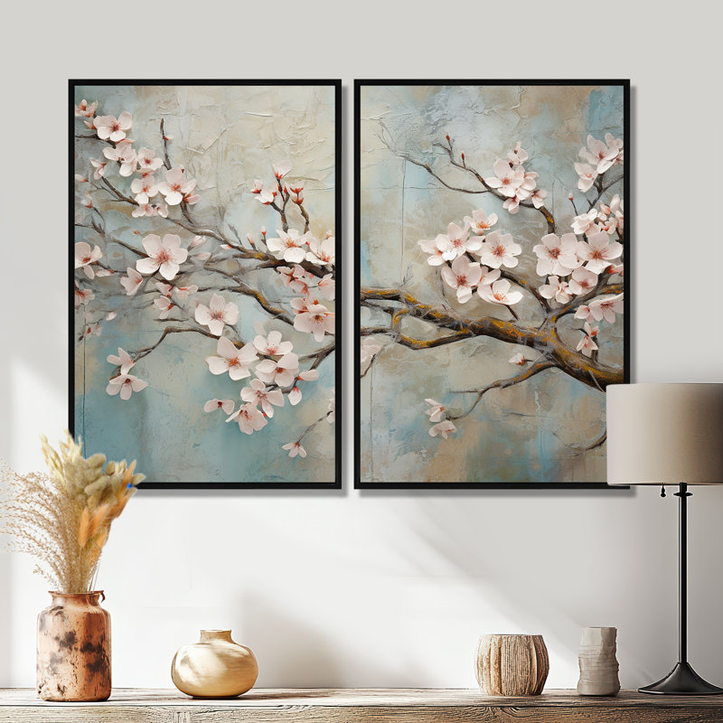 Fleur de pommier Harmony IX - art mural grand format sur toile 2, H 36 po x l 48 po, Impression encadrée flottante, Noir