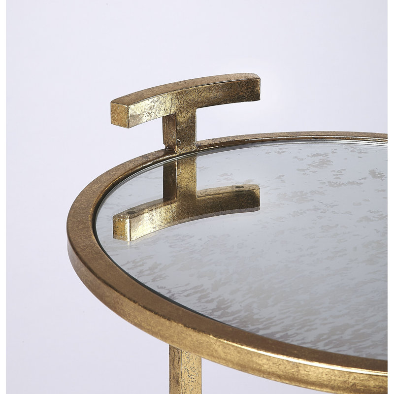 Erma Glass C Table End Table with Storage, Gold