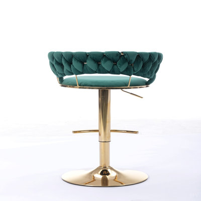 Ensemble de 2 tabourets de bar, avec repose-pieds chromé et base pivotante réglable en hauteur, revêtement en velours et pieds réglables. Tabouret de bar simple.