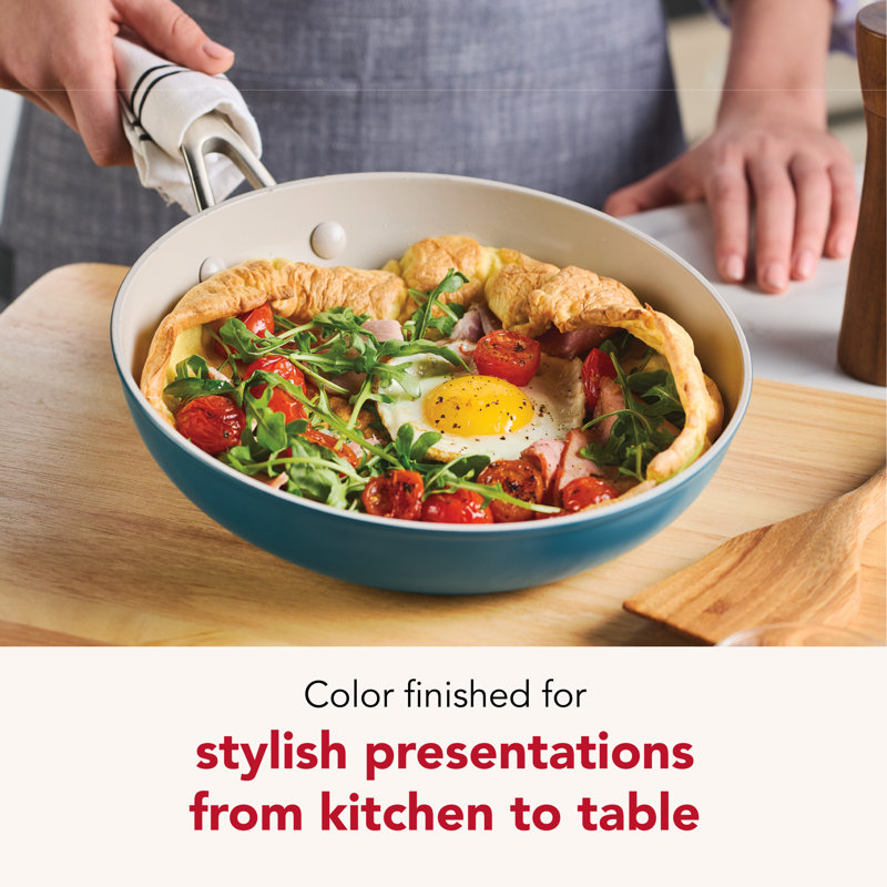 Kitchenaid Hard-Anodized Ceramic Induction Skillet, 10-Inch, Agave, Blue