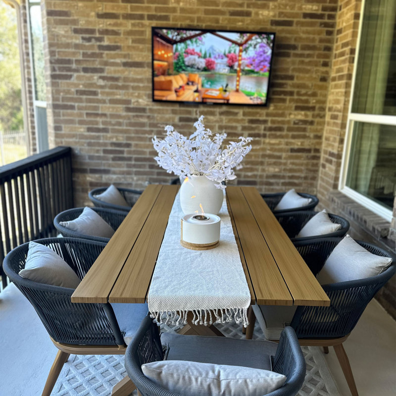 Ensemble repas pour 8 personnes avec coussins Braylin, 9, 29.53"H x 38.39"W x 80.71"D