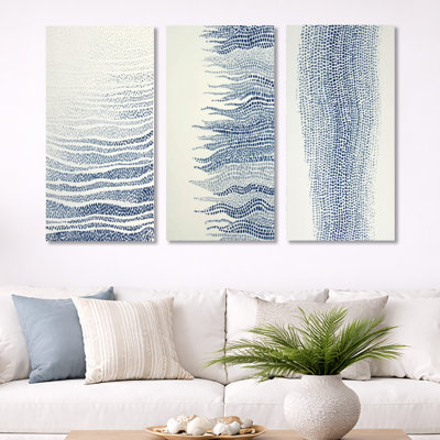 Bleu et beige algue océanique - décoration murale en métal 3 pièces bord de mer