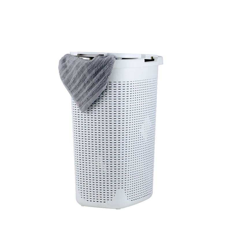 Plastic Laundry Hamper with Handles, White Incorrect