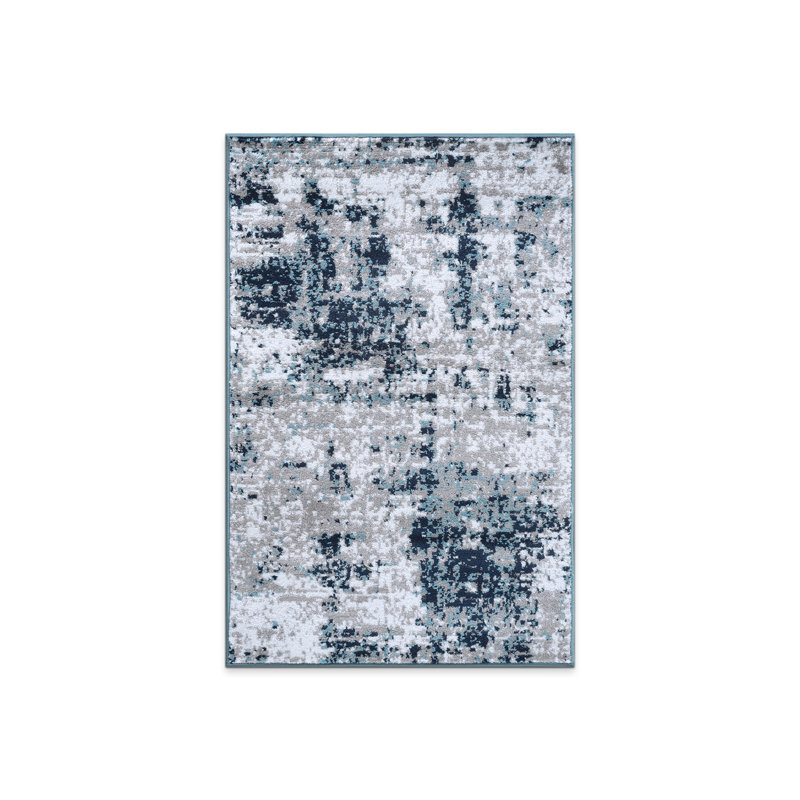 Tapis gris / bleu / ivoire Willington, Rectangle 2 pi 7 po x 4 pi