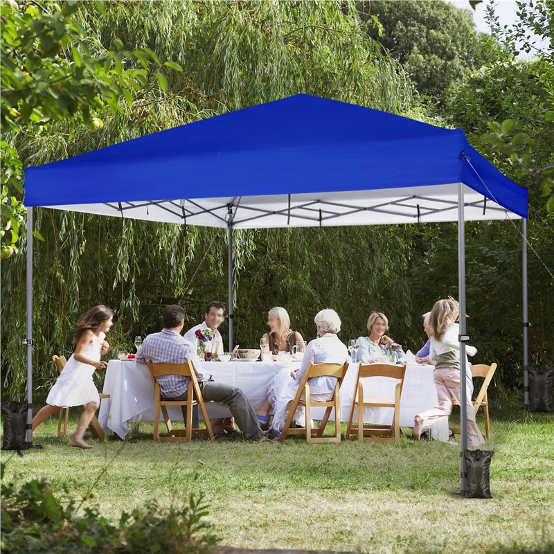 12 Ft. W X 12 Ft. D Metal Pop-Up Canopy with One-Push-To-Lock Setup Mechanism, Blue