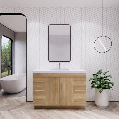 Maplesville 47.24'' Single Bathroom Vanity with Acrylic Top