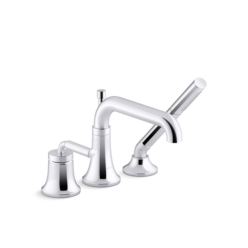 Tone Deck-Mount Bath Faucet With Handshower, Polished Chrome