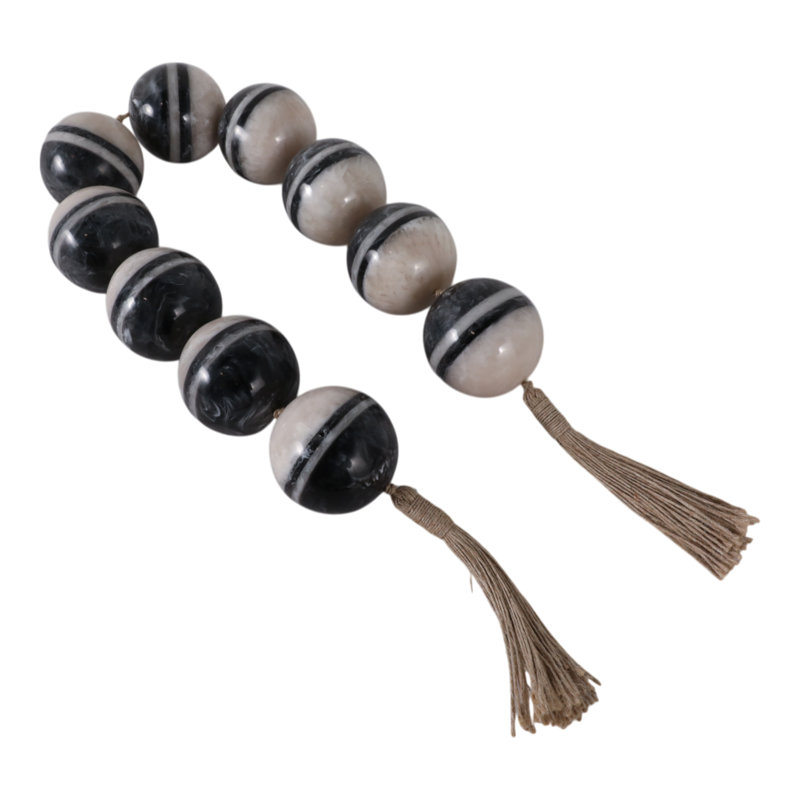 Sagebrook Home 46" Swirled 3" Resin Beaded Garland, White, Ivory, Stripes