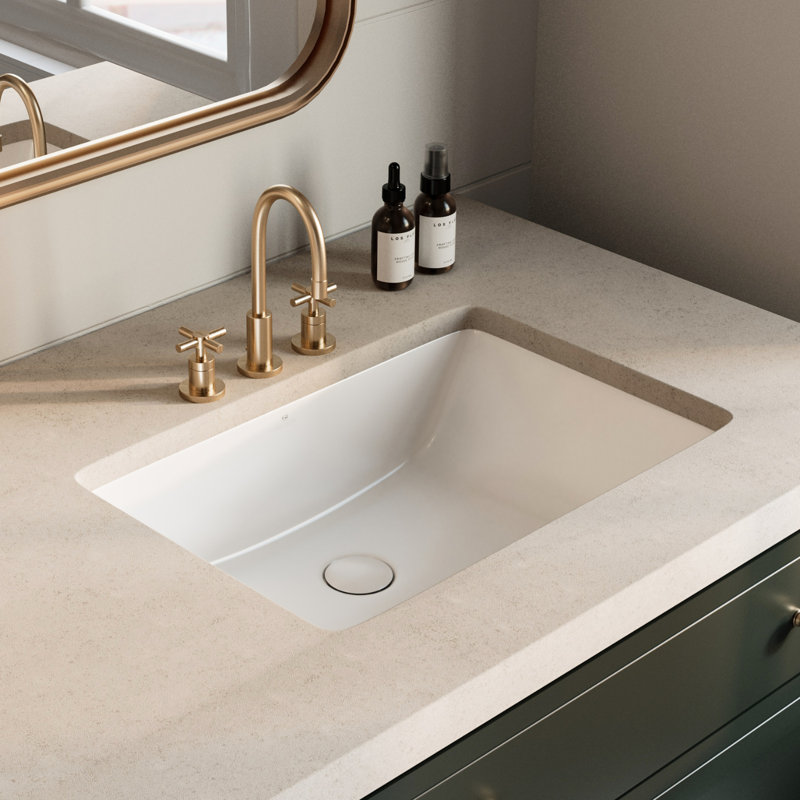 Lavabo de salle de bain rectangulaire encastré avec trop-plein en céramique blanc brillant Los Flexi