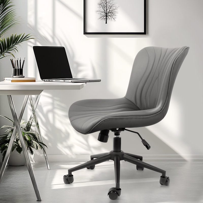Petit fauteuil de bureau rembourré sans accoudoir, Gris