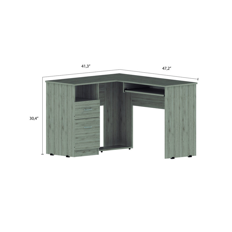 Bureau en L Mix, Gris