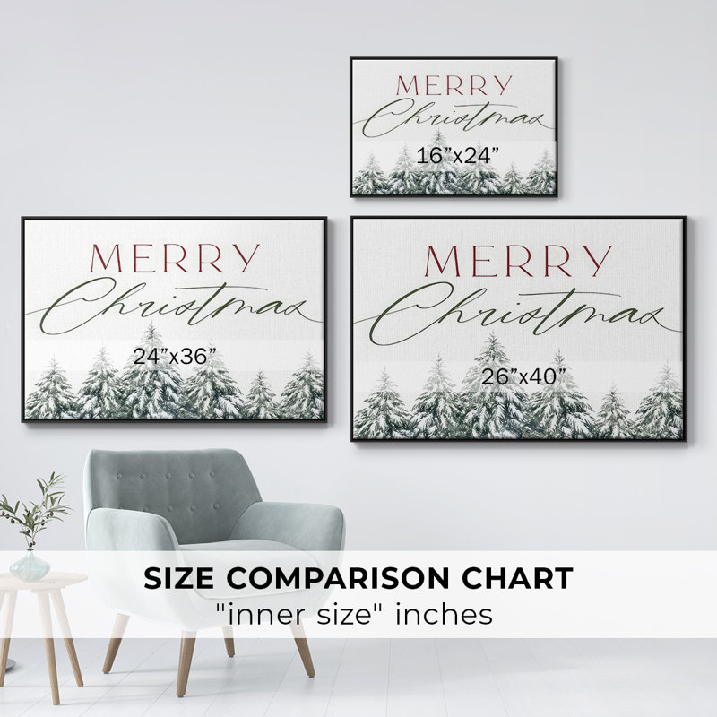 Joyeux Noël, arbres, Cadre noir, H 25 po x l 37 po x P 1,5 po