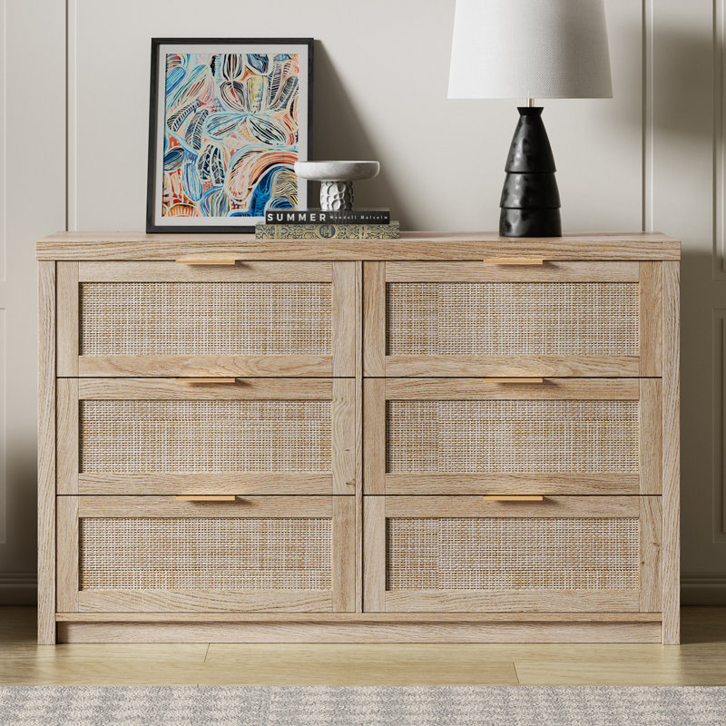 Dearbhaile 52.7" W 6 - Drawer Dresser, Light Oak