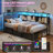 Corner Bed Frame with 3 Drawers and Storage Bookcase, Daybed with Charging Station and LED Lights-2101053989-2101276667