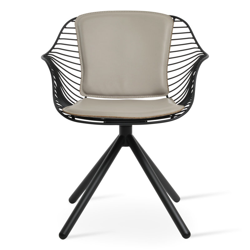 Zebra Stick Swivel Armchair, Bone Faux Leather