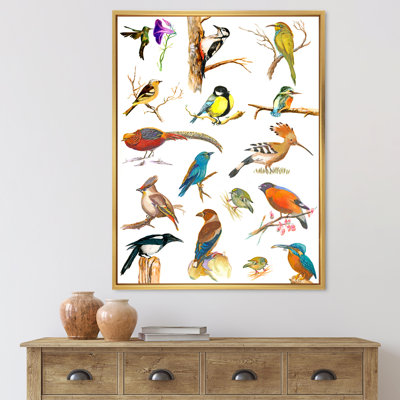 «Vibrant Coloured Birds Plancard», reproduction sur toile