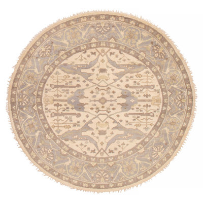 Tapis en laine crème noué à la main Royal Oushak 8 pi 0 po x 8 pi 0 po