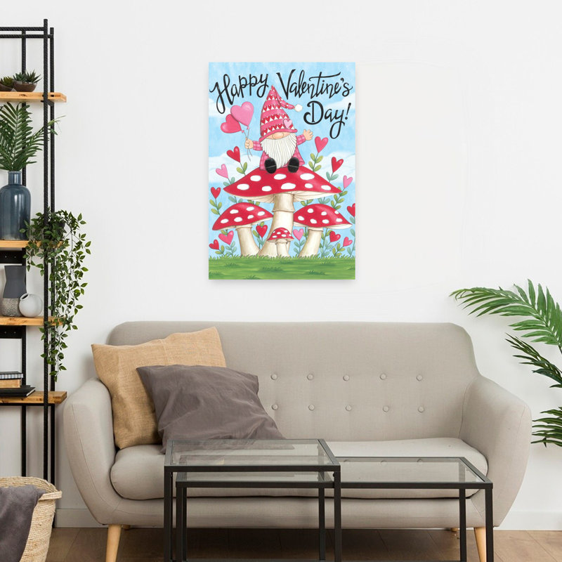Art de printemps fantaisiste gnome de la Saint-Valentin, H 24 po x l 16 po