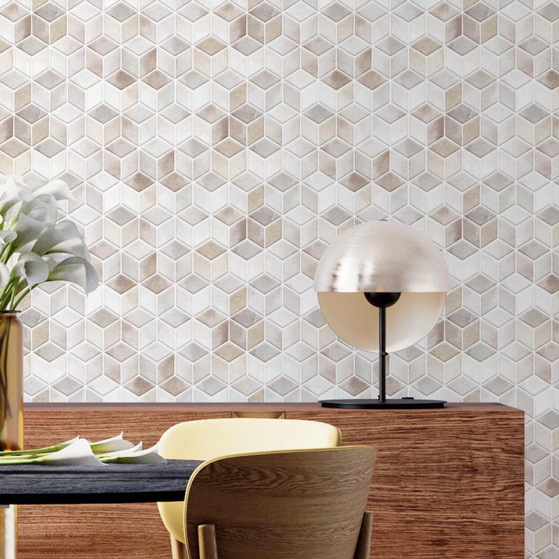 15cm W x 30.5cm L Aluminum Peel and Stick Mosaic Tile, Beige