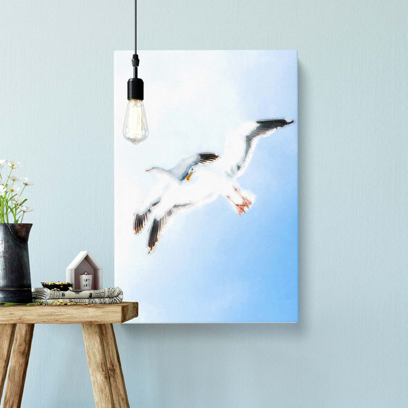 Seagulls In Flight In Abstract - Wrapped Canvas, 91cm H x 60cm W x 3cm D