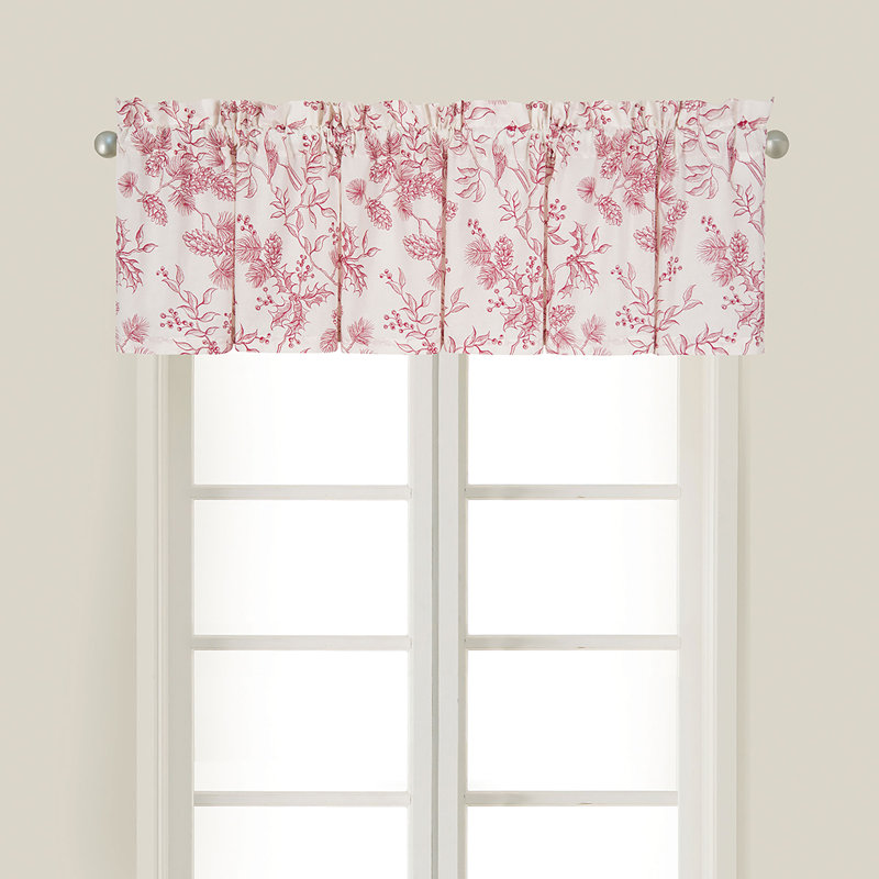 Evergreen Red and White Cotton Rod Pocket Valance