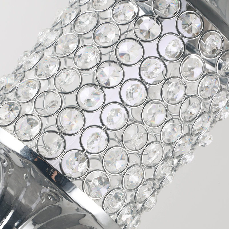 Luminaire suspendu chromé 1 lumière DEL à intensité variable en cristal