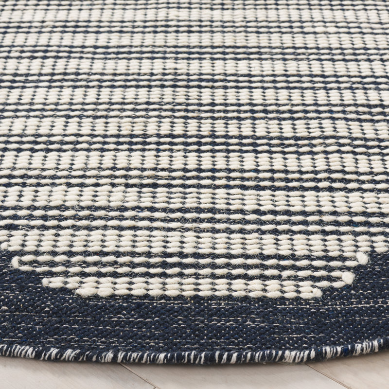 Tapis rayé en laine et coton Coghill, Rond 6 pi