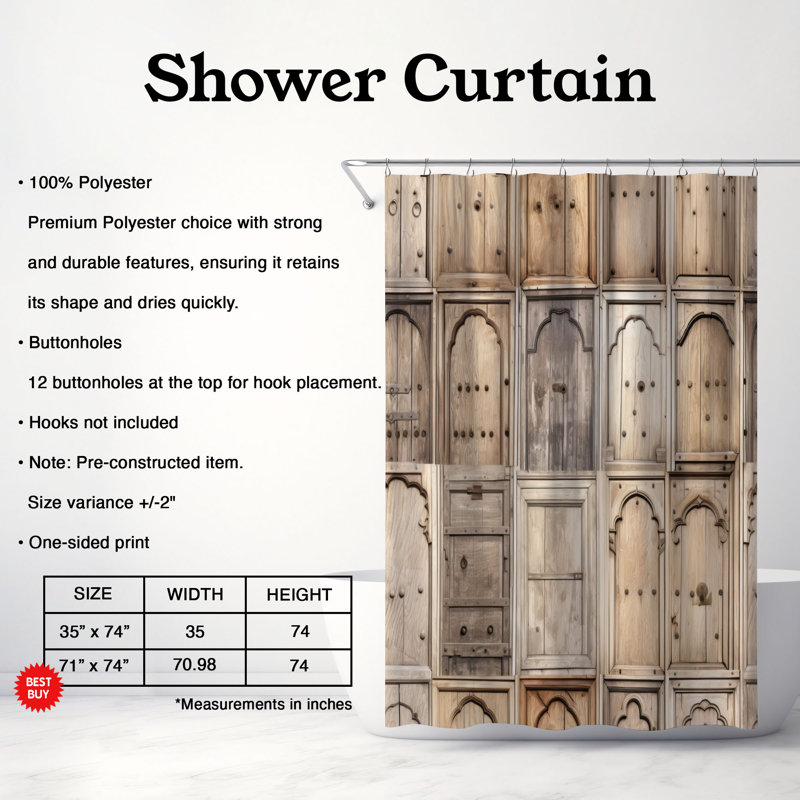 Morada Patchwork Shower Curtain, 74"H x 71"W