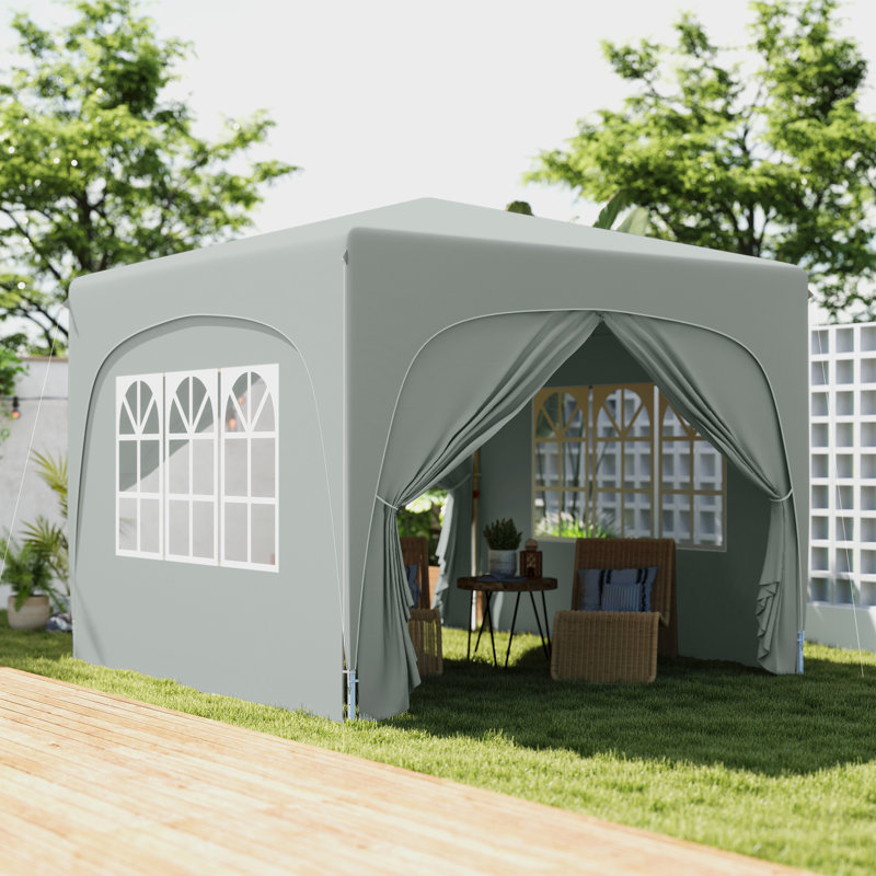3x3m Pop-Up Gazebo Shelter with Accessories Dark Grey, 2.73m H x 3m W x 3m D, Gray