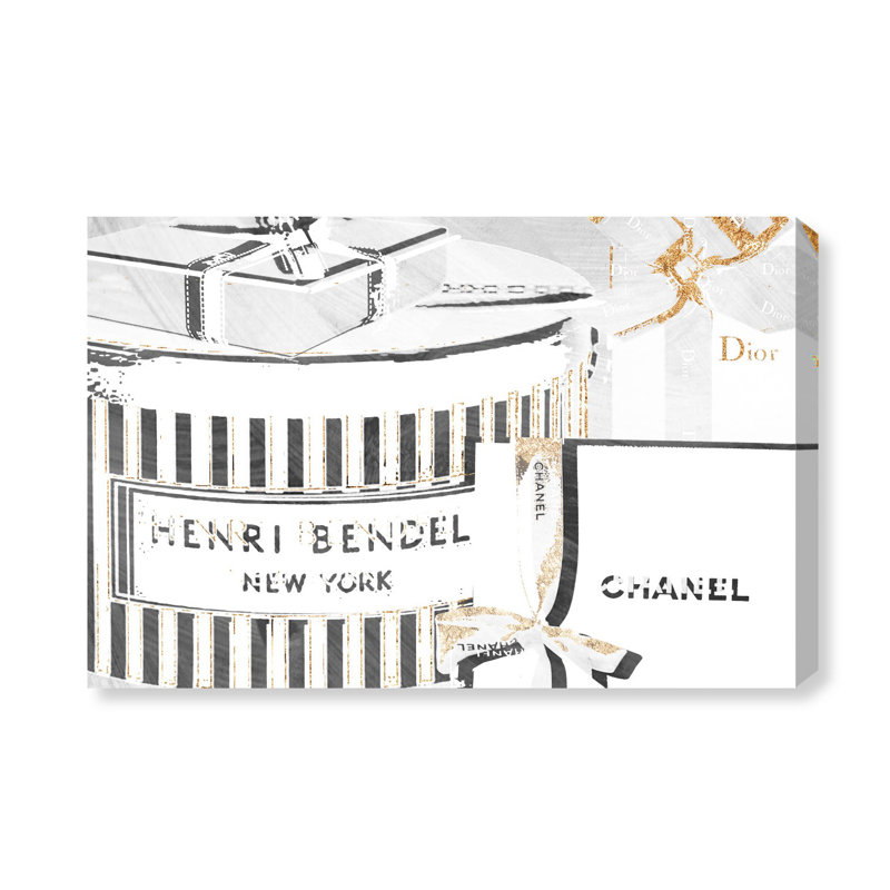 " Gift Boxes Light And Gold ", 10" H x 15" W, Wrapped Canvas