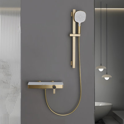 Modern Dual-Function Bath Tap Set,Includes a 3-function Hand Shower,Wall Mounted Rainfall Shower Fixtures with Piano Keys