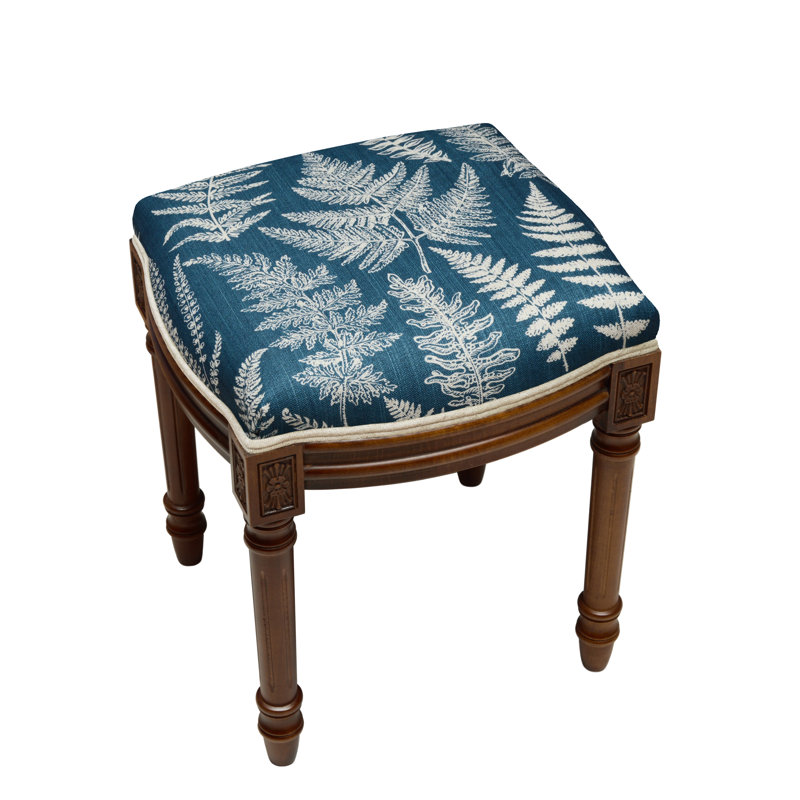 Tabouret de coiffeuse en lin Camiah Cathay, Noyers, Bleu marine