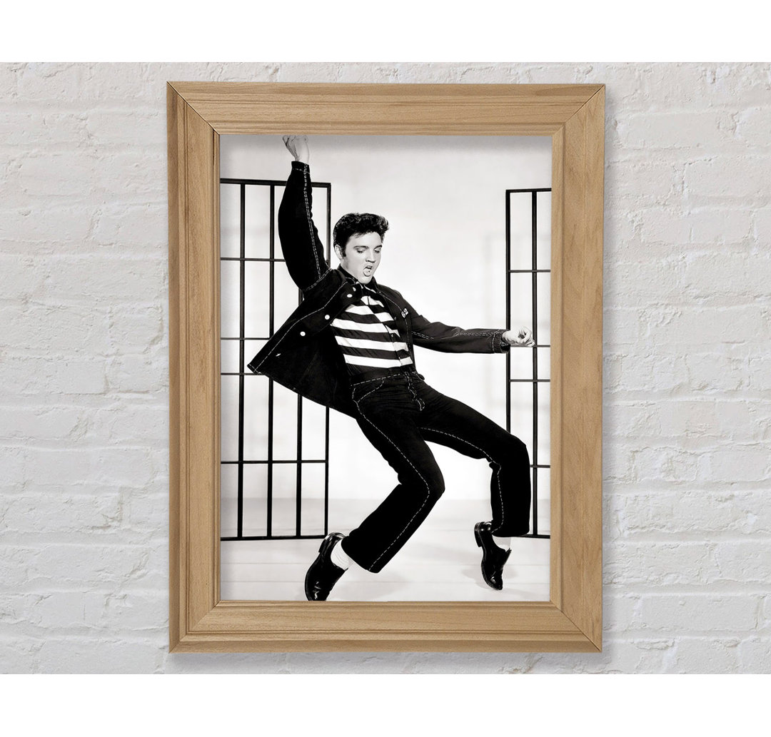 Elvis Jail House Rock B N W - Einzelner Bilderrahmen Kunstdrucke