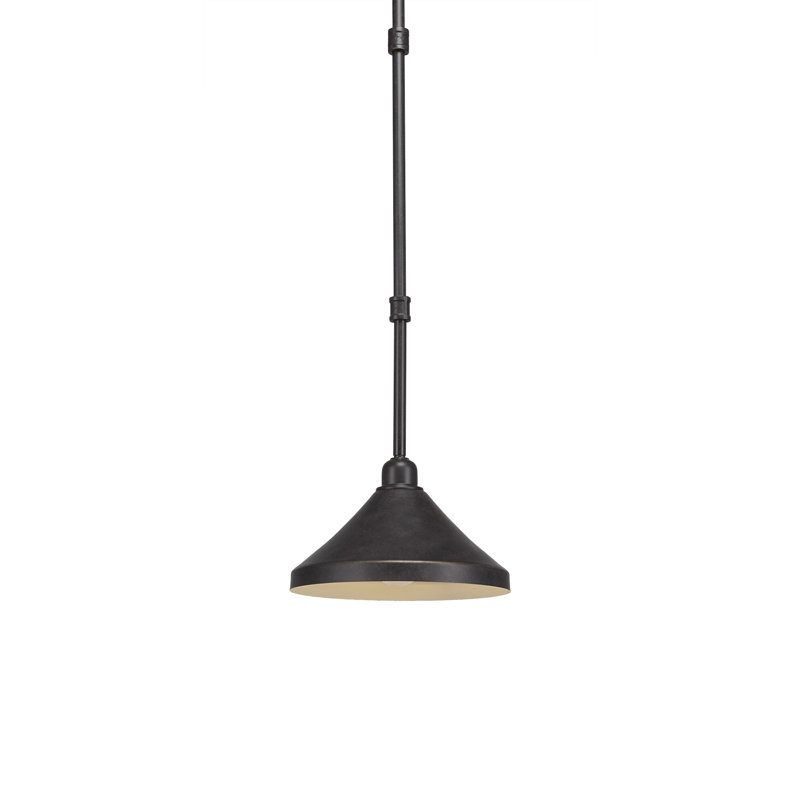 Eilif Vintage Stem Hung Mini Pendant With Cone Metal Shade, Aged Silver, 6.5" H x 10" W x 10" D