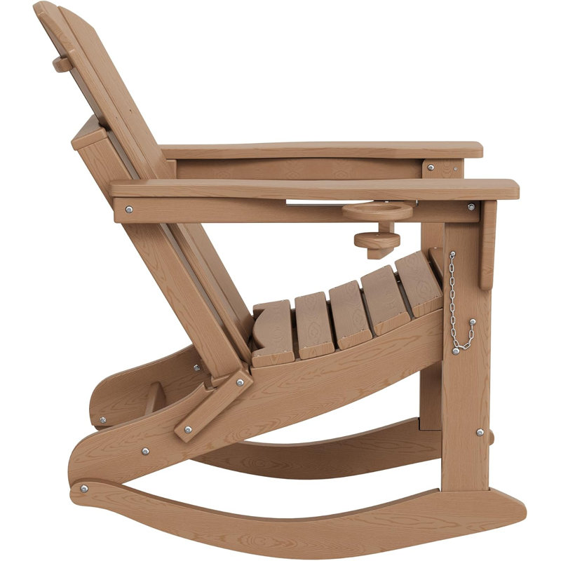 1 chaise berçante pliante Adirondack avec repose-pieds rétractable, Brun