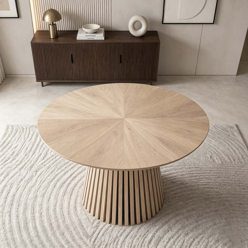 Wooden dining table, modern round kitchen dining table