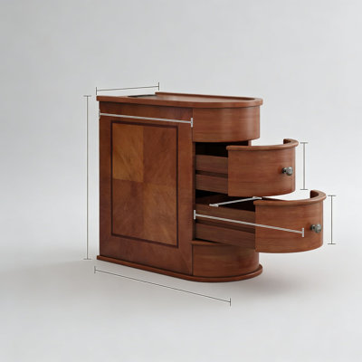 Wooden End Table With Charging Station, Vintage Slim Side Table & Nightstand With 2 Drawers, Compact Storage For Living Room, Bedroom, And Small Space